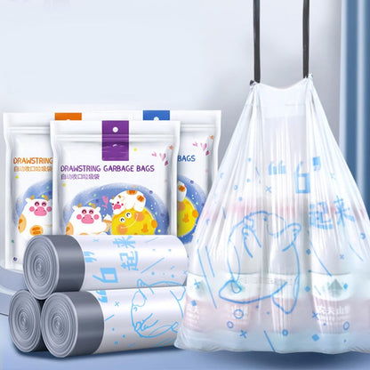 69pcs Heavy-duty Drawstring Garbage Bags 50x55cm Thickened Portable Trash Bags for Kitchen and Bathroom Bins Diameter ≤37cm
