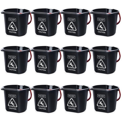 Matthew Cleaning 4.2 Gallon Mop Bucket, Heavy Duty Plastic Cleaning Bucket with Built-in Pour Spout, Mop Holder and Comfort Grip Handle, House and Commercial Cleaning Supplies, Case Pack 12 Pcs Black - color: Black, size: Case Pack - 12 Pcs