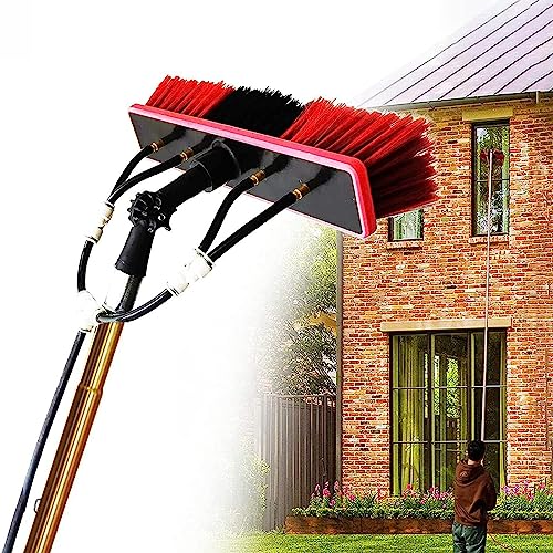 Professional 9m Extendable Window Cleaning Pole Kit with 35cm Brush Head for High Windows - color: 35cm Gold 1, size: 9m/29.52FT