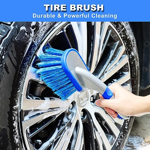 62'' Car Wash Brush with Long Handle, Car Wash Kit with Tire Brush, Tower, Window Squeegee, Chenille Microfiber Car Wash Mop Mitt, Car Cleaning Brush Kit Supplies for Car, Truck, SUV, RV