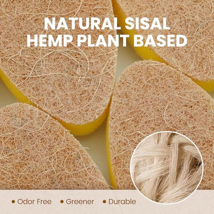 Natural Dishwand Sponge Refills, Plant-Based Dish Wand Replacement Head | Non-Scratch Sisal Hemp Heavy Duty Scrubber Dispenser, Scrub Dishwashing Brush Cleaning Pad Refill for Kitchen Sink Dishwash - size: 6Pack
