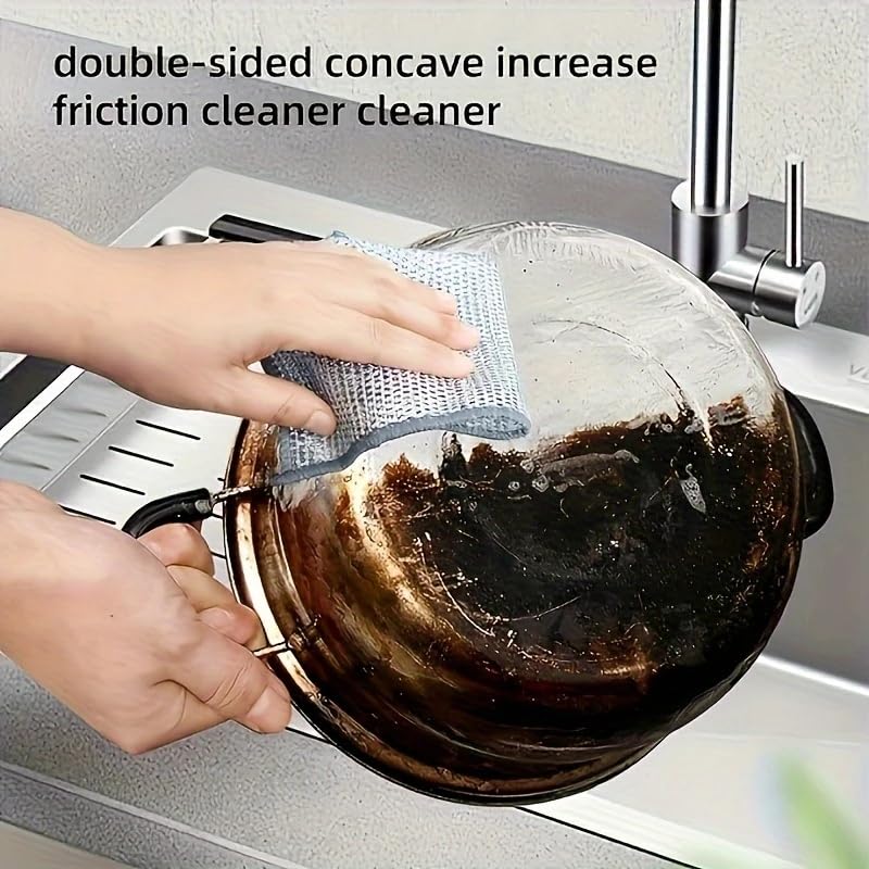 10pcs Miracle Cleaning Cloth - Ultra-Durable Mesh Ultrafine Fiber Set - Easy for Dry and Wet Cleaning - Very Suitable for Tableware, Metal Surfaces, etc.! No Scratches Kitchen Genius