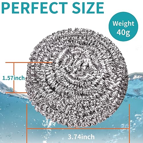 Carrie Joe Stainless Steel Scourer Heavy Duty Scrubber Pads Steel Wool Pack of 6,40g - size: 6Pcs 40G