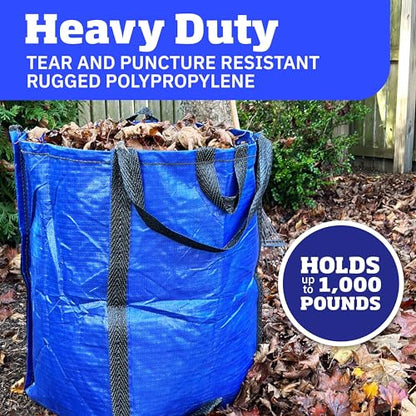 DURASACK Heavy Duty Home and Yard Bags 48-Gallon Reusable Self-Standing Lawn and Leaf Bags Garbage Can with Reinforced Handles, Blue - color: Blue