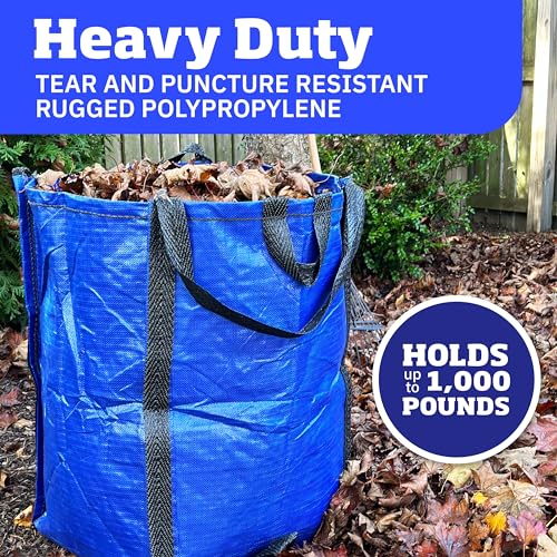 DURASACK Heavy Duty Home and Yard Bags 48-Gallon Reusable Self-Standing Lawn and Leaf Bags Garbage Can with Reinforced Handles, Blue - color: Blue