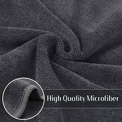 SINLAND Microfiber Cleaning Cloth Ultra Absorbent Softer Towel Reusable Cloth No Streak Lintless Cleaning Clothes for Home, Kitchen, Car, Window Use 12x12 Inch Slate Grey 6 Pack