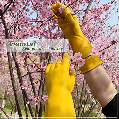 8 Pairs Reusable Household Cleaning Gloves, Rubber Kitchen Dishwashing Gloves,Extra Thickness, Long Sleeves, for Washing Dishes, Pet Care(Medium, Yellow) - size: Medium (Pack of 8)