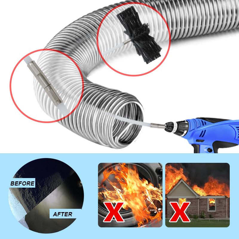 Particle Furnace Cleaning Brush, 4"/6" Brush,Chimney Brush,Dryer Vent Cleaner Kit,Flexible Rods (15PcsRods+1Pcs 4"+1Pcs 6" Brush) - color: 15pcs 16.1" Rods+1pcs 4"+1pcs 6" Brush