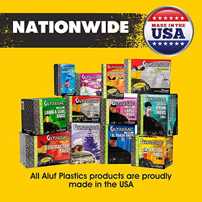 Aluf Plastics 44 Gallon 1.5 MIL (eq) Clear Heavy Duty Garbage Bags - 37" x 48" - Pack of 400 - for Industrial, Recycling, Storage, & Outdoor - style: 44 Gal, 1.5 Mil Equiv, 400 Count
