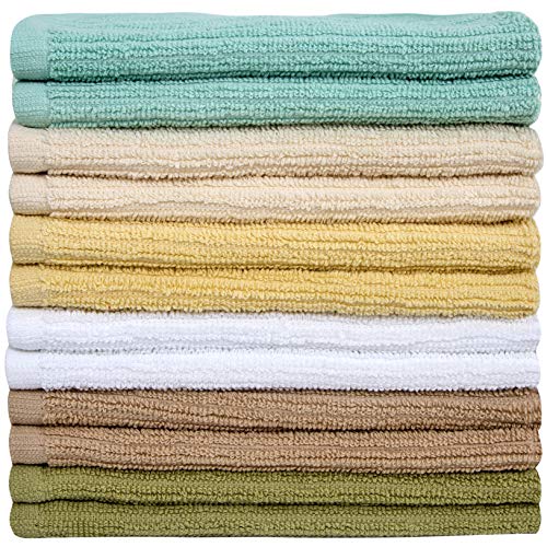 Bumble Deluxe Bar Towels | 16” x 19” Premium Bar Mop for Kitchen | Super Absorbent Kitchen Towels | 100% Cotton Heavy Weight 2-ply Yarn | Ribbed Weave (12 Pack) (SPA)