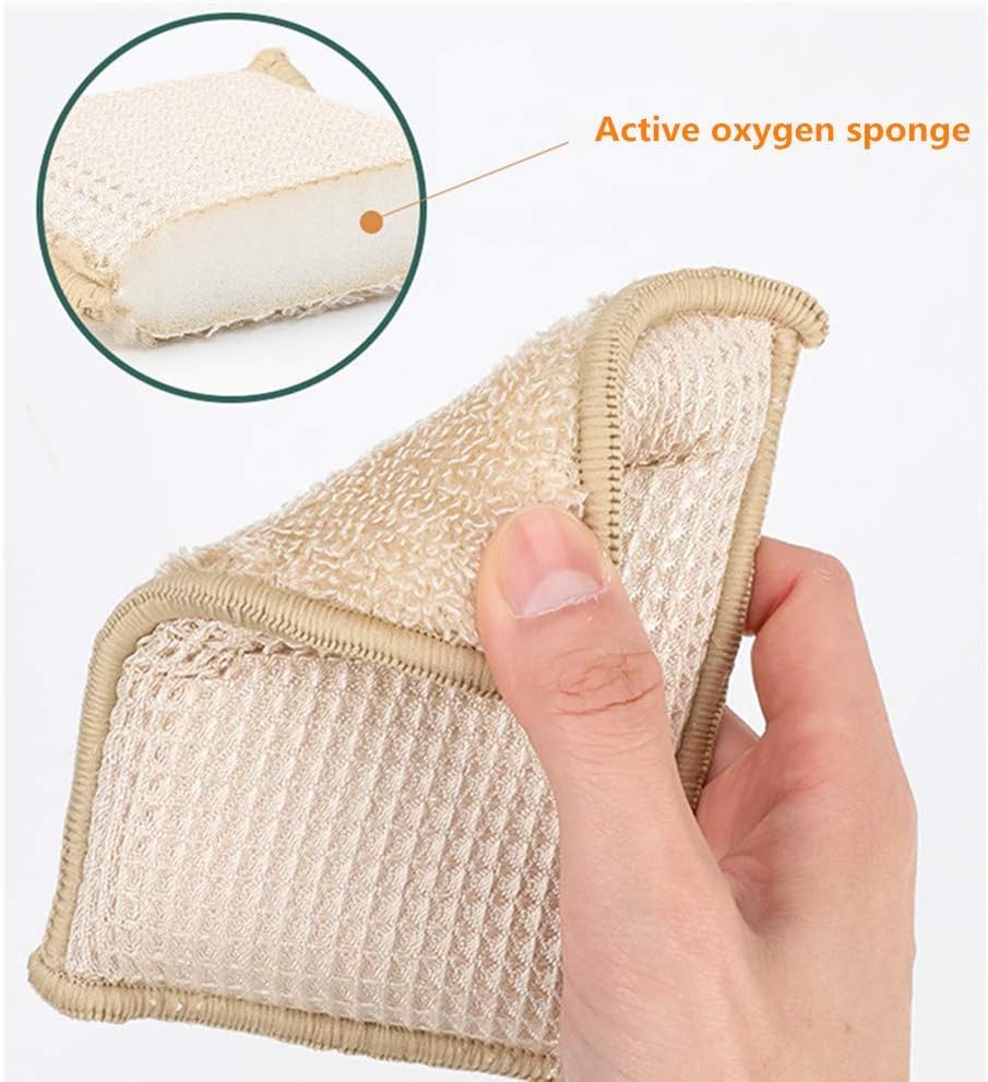 JEBBLAS Bamboo Natural Kitchen Sponges Dish Sponge Cleaning Sponge Heavy Duty Scrub Sponge for Cleaning Kitchen and Household Green (8 Pack) - color: Green