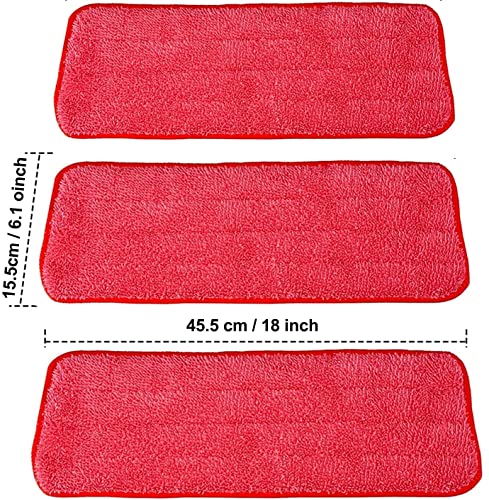 Microfiber Replacement Mop Pad, 18 x 6 Wet & Dry Home & Commercial Cleaning Refills, Reusable Floor Mop Pads, 6 Pack (Red)… - color: Red