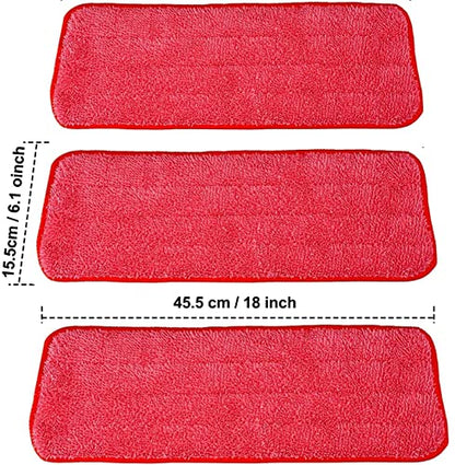 Microfiber Replacement Mop Pad, 18 x 6 Wet & Dry Home & Commercial Cleaning Refills, Reusable Floor Mop Pads, 6 Pack (Red)… - color: Red