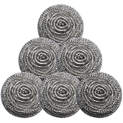 Stainless Steel Scrubber Scrubbing Scouring Pad Sponges Clean Pot Pan and Steel Wool for Kitchen Bathroom - size: 6Pcs Metal Scrubber