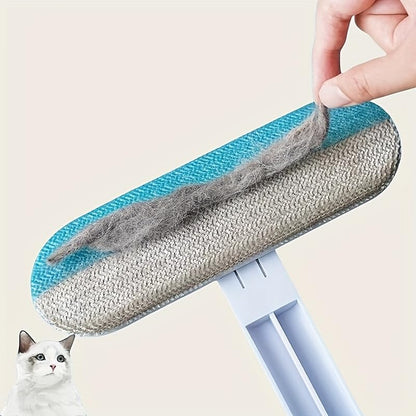Blue Long Handle Pet Hair Remover, Durable Nylon Lint Roller, Effectively Removes Cat & Dog Hair, Suitable for Bed, Sofa and Other Furniture Surfaces