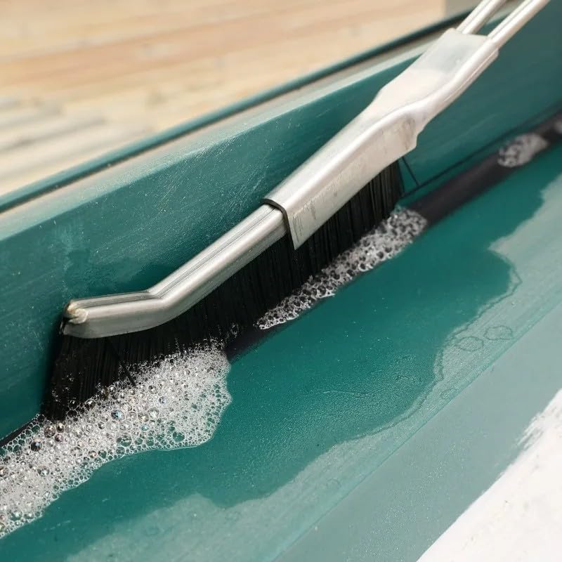 1 Piece Stainless Steel Handle Gap Cleaning Brush Window Door Floor Tile Groove Hard Nylon Brush Multifunction Bathroom Kitchen Cleaning Tools, 25cm