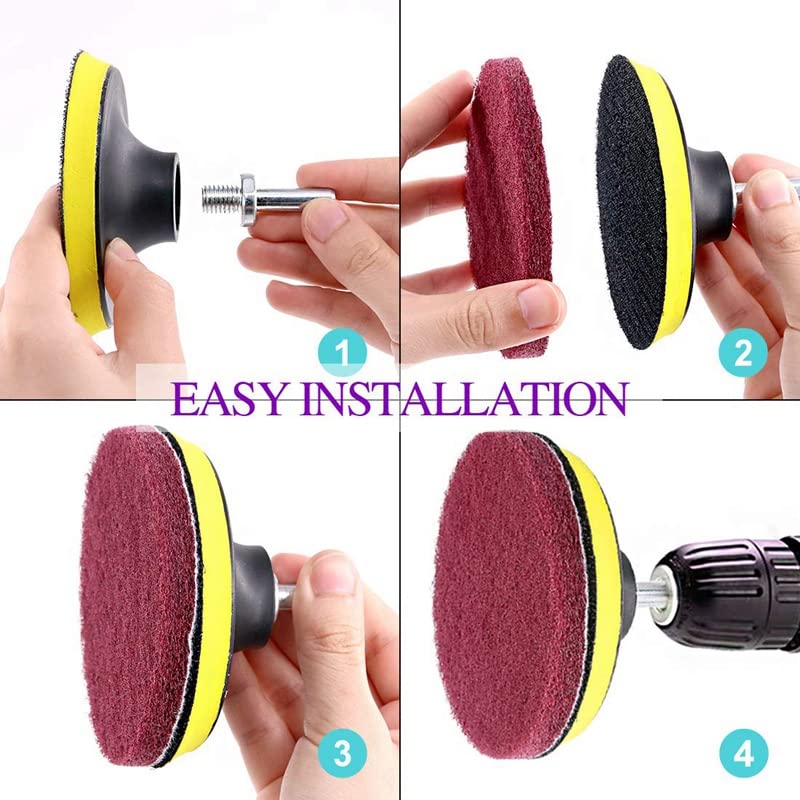 Auniwaig 2Pcs 7 Inch 1000-Grit Drill Power Brush Tile Scrubber Scouring Pads Disc Hook and Loop Cleaning for Bathroom & Kitchen Cleaning Gray - size: 1000# 2pcs