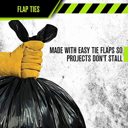 Heavy Duty 33 Gallon Trash Bags (Huge 100 Ct. /w Flap Ties) - 2 MIL equiv. Thick Gauge Large Black Plastic Garbage Liners for Kitchen,Yard,Brute/Rubbermaid(1 Pallet of 100 Cases, 10000 Bags Total) - style: 33 Gal, 2 Mil Equiv, 10,000 Count