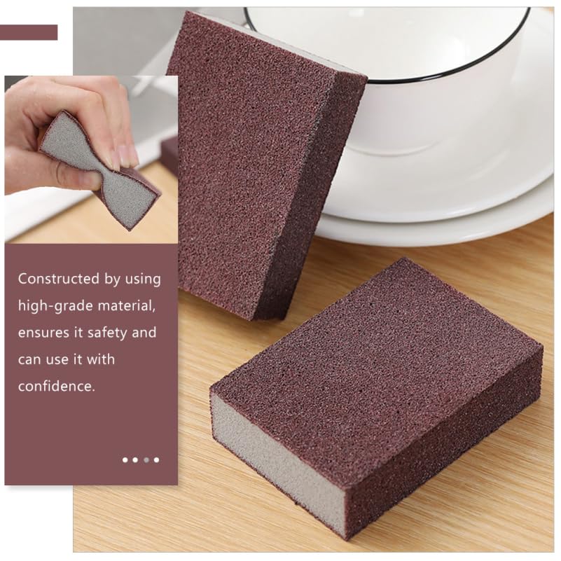 Baluue Nano Carborundum Sponge 3.93X2.75X0.98In Kitchen Scrub Sponge Non-Toxic Household Scrubbing for Stain Removal and Multi-Surface Cleaning