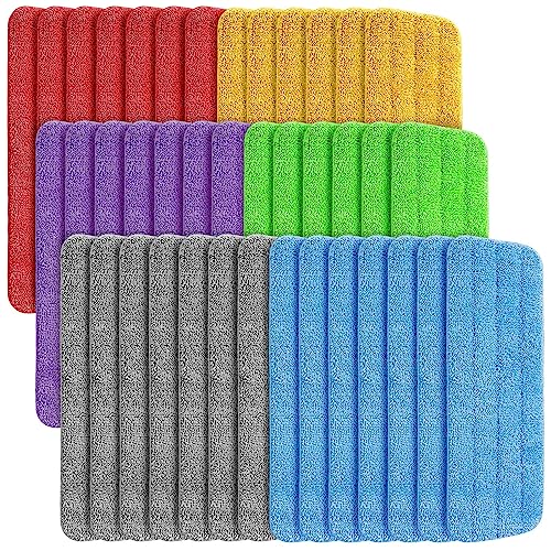 40 Pack Microfiber Cleaning Pads Machine Washable Replacement Head for Wet/Dry Mops Flat Reusable Household Replacement Mop Pad for Hardwood Floor Cleaning Scrubbing Fit Most Mops (Multicolor) - color: Multicolor
