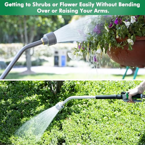 RESTMO Long Watering Wand, 24 Inches Gentle Soft Full Shower Sprayer Wand with Flow Control, Heavy Duty Metal Hose Wand for Hanging Baskets, Shrubs, Plants, Flowers, Garden and Lawn - color: Green