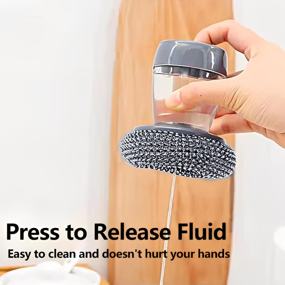 Comfort Grip Soap Dispensing Kitchen Scrub, Dish Brush with Soap Dispenser, Steel Wool Scrubber for Dishes Pans Kitchen Sink Bathtub Tile and Household (3pcs-15) - color: 3pcs-15