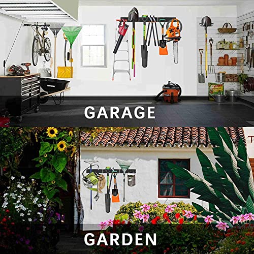 Garage Organizer - 64 Inch Wall Mount Tool Storage, 20PCs Heavy Duty Garden Tool Organizer with Adjustable Hooks, Max 900 lbs