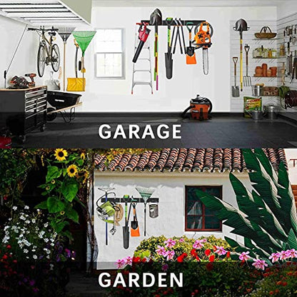 Garage Organizer - 64 Inch Wall Mount Tool Storage, 20PCs Heavy Duty Garden Tool Organizer with Adjustable Hooks, Max 900 lbs