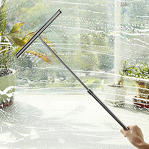 Shower Squeegee,Extendable Handle Stainless Steel Window Glass Cleaner Wiper Bathroom Mirror Brush for Shower Doors, Bathroom,Window,Car Glass
