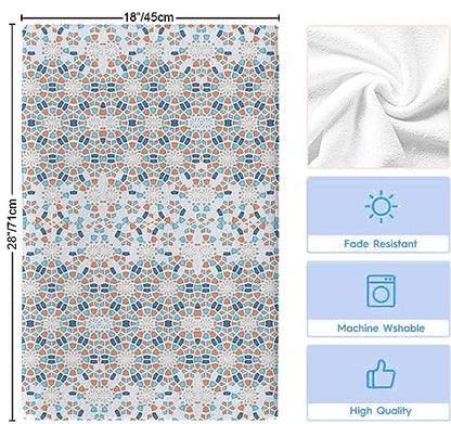 Geometric Circle Gradient Kitchen Towel Set of 3, Absorbent Microfiber Hand Towels for Kitchen Bathroom Bar Decorative Blue and White Porcelain Texture Ultra Soft Resuable Cleaning Cloths Fast Drying - size: 3PCS-18" x 28"