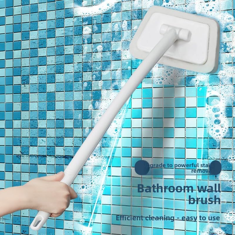 Adjustable Long Handled Tub Tile Scrubber Sponge Brush for Shower Bathroom Floor Cleaning - color: Black