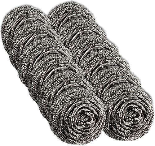 12 Pack Stainless Steel Scourers by Scrub It – Steel Wool Scrubber Pad Used for Dishes, Pots, Pans, and Ovens. Easy scouring for Tough Kitchen Cleaning.