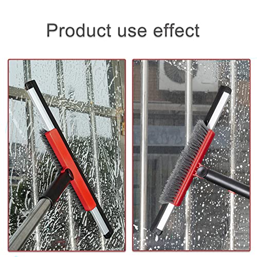 Floor Squeegee Scrubber Shower Squeegee with Grout Brush.14 Squeegee Broom and 55" Stainless Steel Handle for Floor,Glass,Garage,Window,Shower Floor,Bathroom,Kitchen, Wall,Tile (RED)