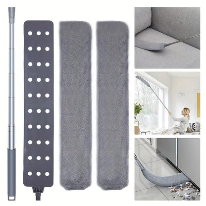 Boolavard Retractable Gap Dust Cleaner Cleaning Tools with 2 Microfiber Dusting Cloths Long Handle 60inches Washable and Retractable Duster Brush for Cleaning Under Appliances Furniture Couch Fridge