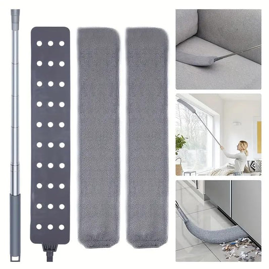 Boolavard Retractable Gap Dust Cleaner Cleaning Tools with 2 Microfiber Dusting Cloths Long Handle 60inches Washable and Retractable Duster Brush for Cleaning Under Appliances Furniture Couch Fridge