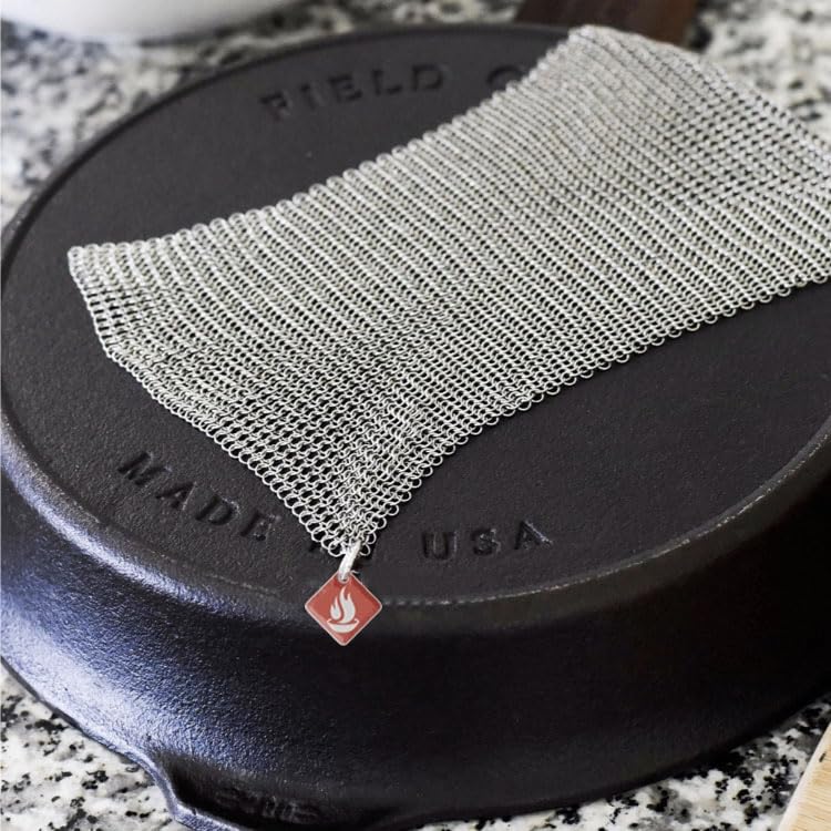 Knapp Made Chainmail Dishcloth 7”x5” - Replace Your Dirty Sponge - All Purpose Kitchenware, Pots & Pans Cleaner - Lasts a Lifetime