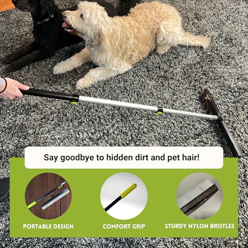 Small Room Groom Carpet Rake, 11" Handle, Portable Carpet Brush for Pet Hair, High Pile Rugs, Stairs, Furniture & Artificial Turf, Compact Groomer Tool - style: Modern