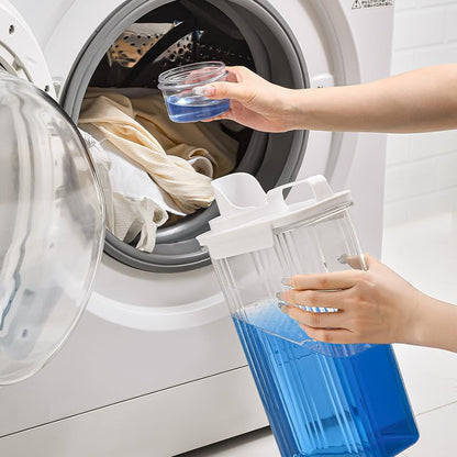 Laundry Detergent Dispenser-2 Pack, 70 oz Detergent Dispenser with 4 Removable Labels, Laundry Soap Dispenser for Laundry Room Organization and Storage, BPA Free & PET Plastic Clear - size: 70 oz