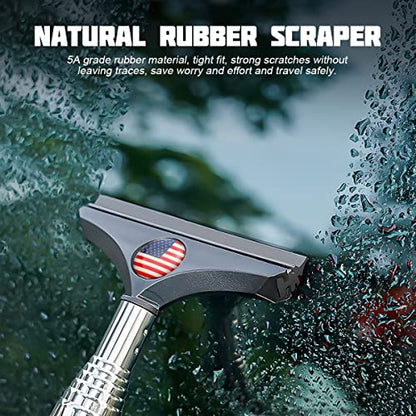 8sanlione Car Rearview Mirror Wiper, American Flag Telescopic Auto Mirror Squeegee Cleaner, Glass Mist Cleaning Tool with Retractable 98cm Handle, Portable Car Windows Water Removal (Black/Red Flag) - color: Black/Red Flag