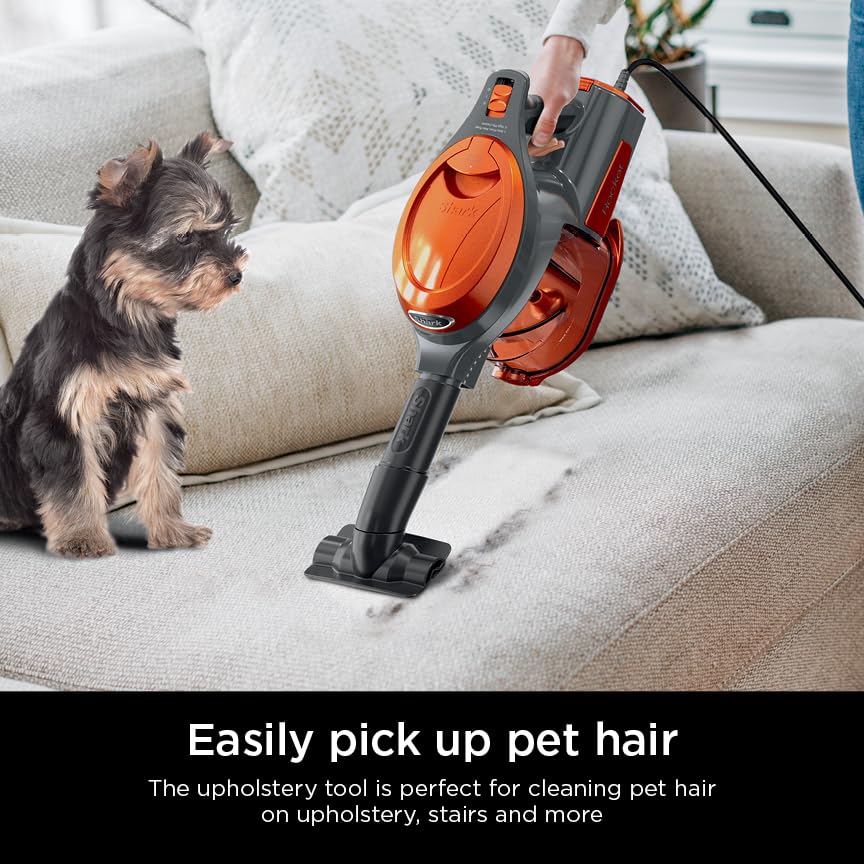 Shark HV302 Rocket Pet Corded Stick Vacuum, Lightweight with Swivel Steering for Carpets & Hard Floors, Converts to Hand Vacuum, Includes Crevice Tool, Pet Multi-Tool & Precision Duster, Orange - style: Rocket Pet