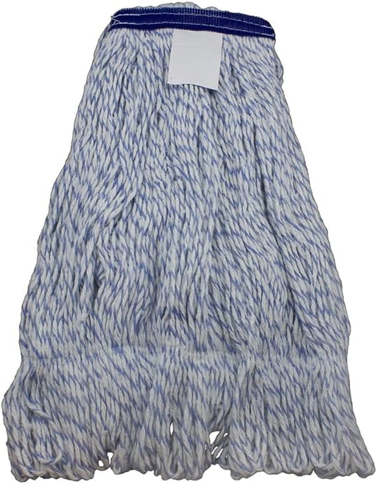 JaniMop Rayon Finish Mop, Blue/White Blended Yard, Medium, Each
