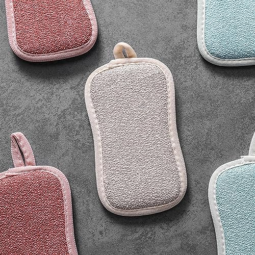 4 Pack Kitchen Scrub Sponge Dual Action Washing Up Cleaner Heavy Duty Scouring Pads Household Cleaning Wash Cloth (4)