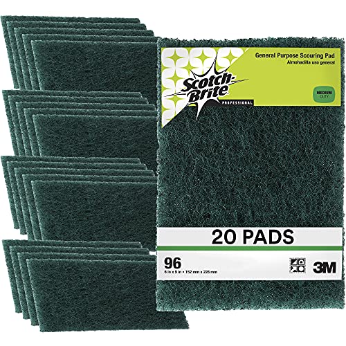 3M Scouring Pad 96-20, 20 Pads, 6” x 9”, General Purpose Cleaning, Food Safe, Non-Rusting - size: 6" x 9"