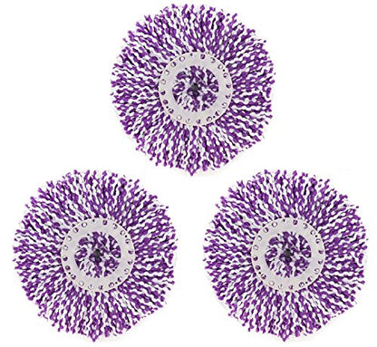 3 Pack Spin Mop Replacement Head, Round Shape Standard Size Microfiber Mop Head Refills for Hurrican, Mopnad, Casabell and Other Standard Size Spin Mop Systems - color: Purple