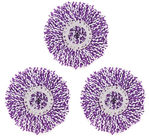 3 Pack Spin Mop Replacement Head, Round Shape Standard Size Microfiber Mop Head Refills for Hurrican, Mopnad, Casabell and Other Standard Size Spin Mop Systems - color: Purple