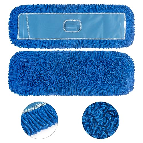 Matthew 36'' Microfiber Loop Dust Mop Washable Commercial&Residential Heavy Duty Mop Head Replacement Premium Absorbent Industrial Dust Mop Refill Pads for Hardwood, Office,Garage and Hotel -1Pack - color: Blue(microfiber Loop-end), size: 36'' 1 Pack
