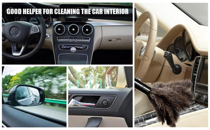 Retractable Ostrich Feather Duster for Cleaning, Fluffy and Natural Feather Duster with Retractable Handle， Reusable Eco-Friendly Handheld Cleaning Supplies (15 inch) - color: Model-15”-brown-1 Pieces
