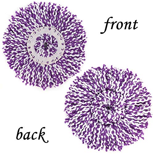 3 Pack Spin Mop Replacement Head, Round Shape Standard Size Microfiber Mop Head Refills for Hurrican, Mopnad, Casabell and Other Standard Size Spin Mop Systems - color: Purple