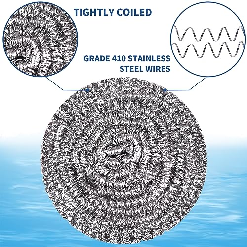 Stainless Steel Scrubber Scrubbing Scouring Pad Sponges Clean Pot Pan and Steel Wool for Kitchen Bathroom (10Pcs Metal Scrubber) - size: 10Pcs Metal Scrubber