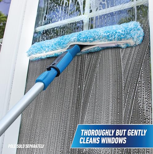 Unger Professional 14" Window Scrubber Washer for Glass Cleaning, Commercial and Residential Washing, Multipurpose Tool, Gently Clean Windows, Reusable Microfiber Sleeve (Pack of 6) - size: 14" (Pack of 6), style: Striped Scrubber II
